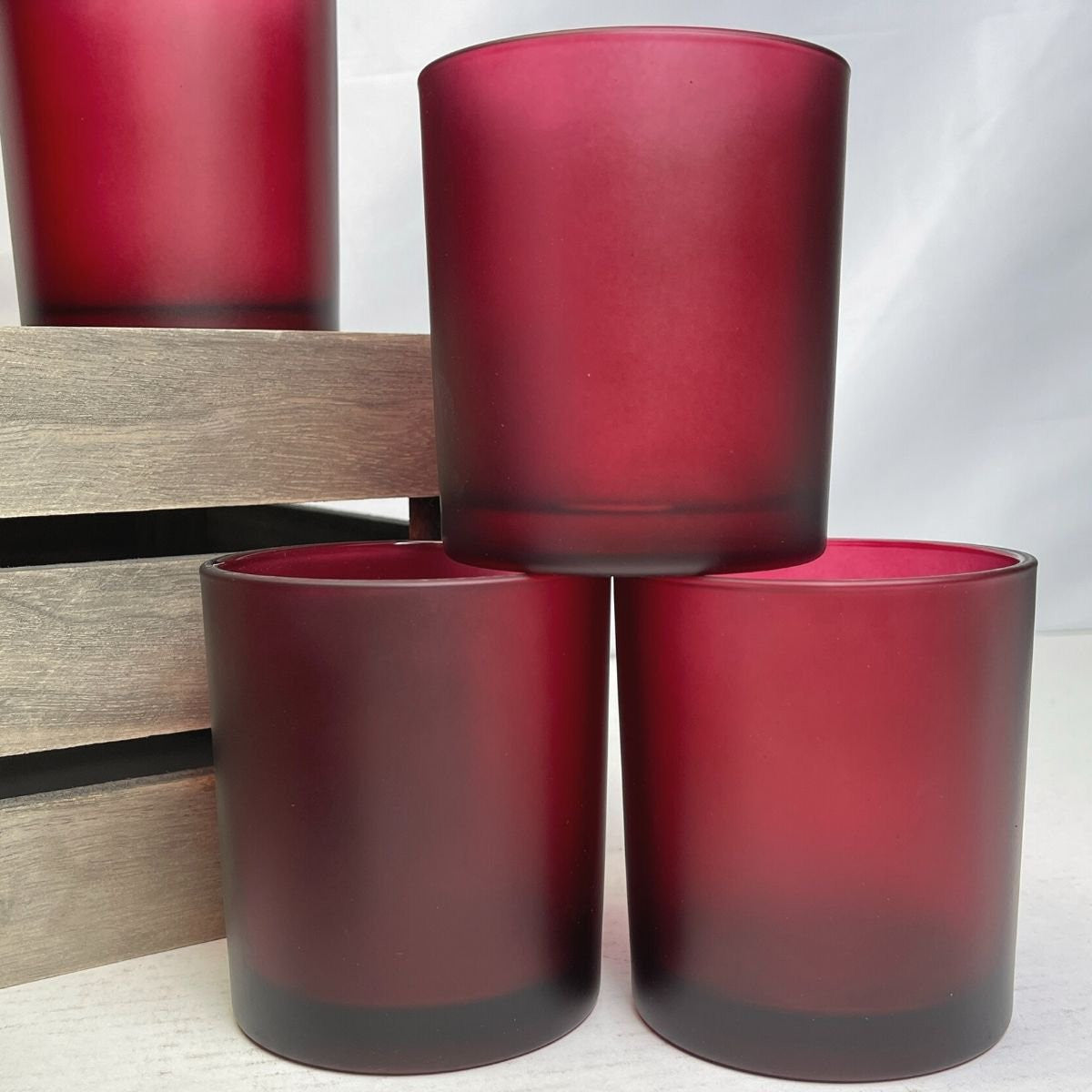 10 Pack Red Frosted Glass Votive Tealight Candle Holders Valentines Day Xmas Wedding Decor Glass Candlestick Party Decorations Bridal Baby Shower Event